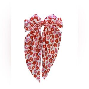 Red and Pink Lip Print Hair Bow